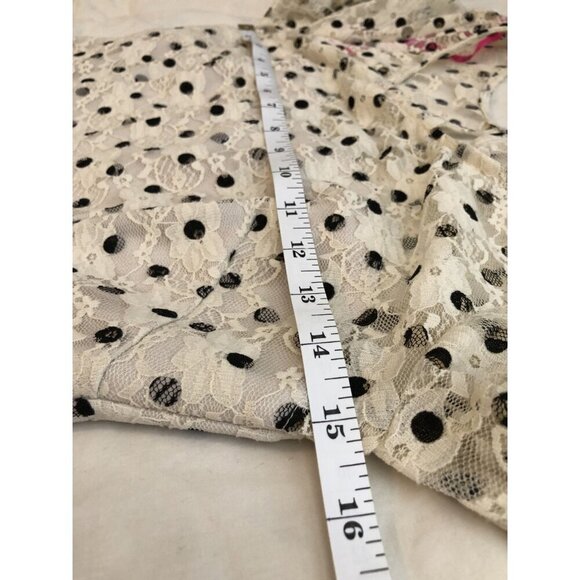 NWOT Betsey Johnson Womens Polka Dot Lace Dress Size 2 Cream Black Dance Party - Picture 8 of 10